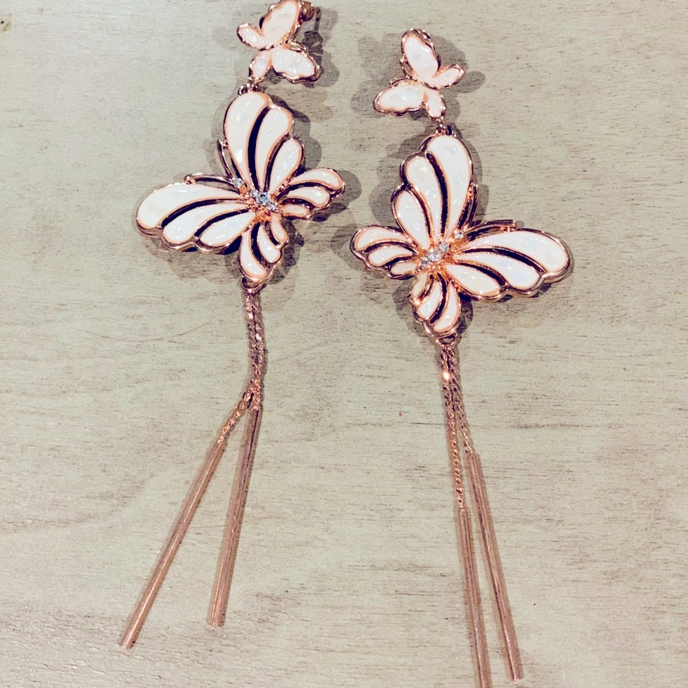 Long Dangling Butterfly earrings
